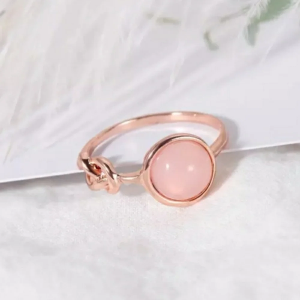 Rose Gold Moonstone Infinity Knot Ring Size 6 - Picture 4 of 4